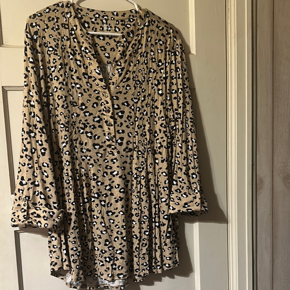Kim Rogers Tan and Black Leopard Print Tunic